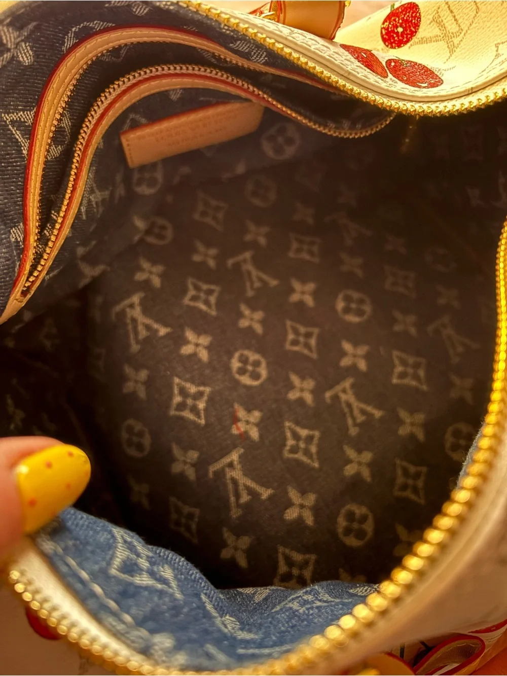 Speedy White Cherry Print Monogram Top-Handle Bag
